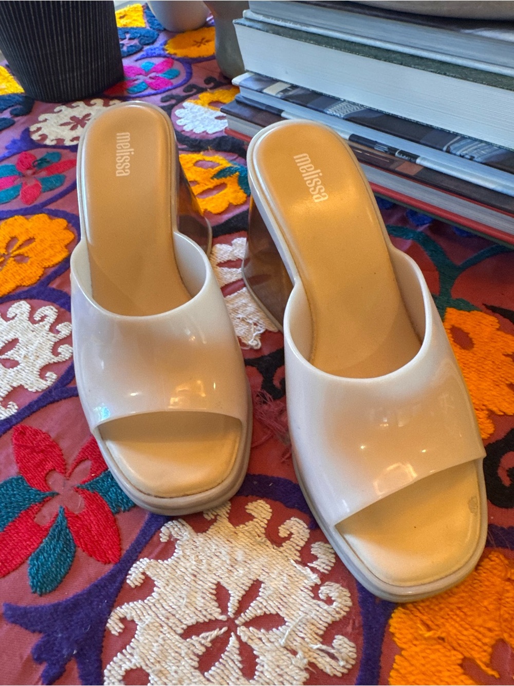 Melissa Ivory Candy Heart Shaped Heel Mules (Size 8)